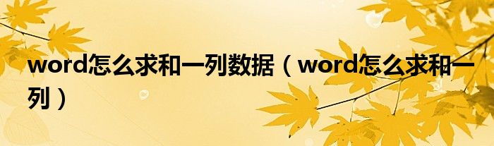 word怎么求和一列数据（word怎么求和一列）