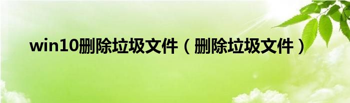 win10删除垃圾文件（删除垃圾文件）