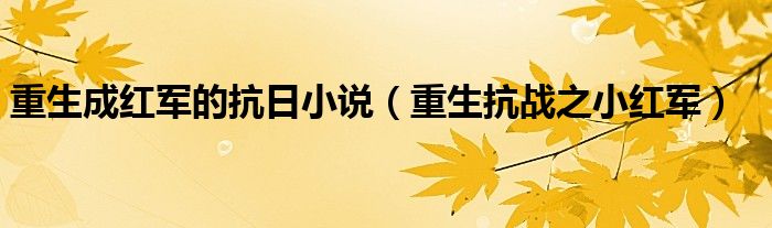 重生成红军的抗日小说（重生抗战之小红军）