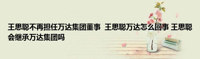 王思聪不再担任万达集团董事 王思聪万达怎么回事 王思聪会继承万达集团吗