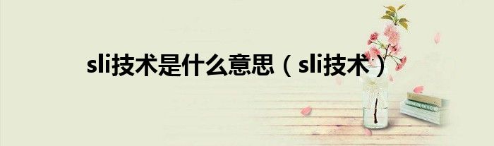 sli技术是什么意思（sli技术）