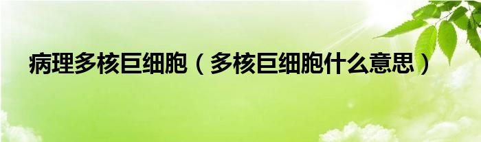 病理多核巨细胞（多核巨细胞什么意思）