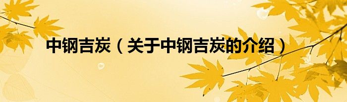 中钢吉炭（关于中钢吉炭的介绍）