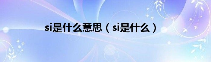 si是什么意思（si是什么）