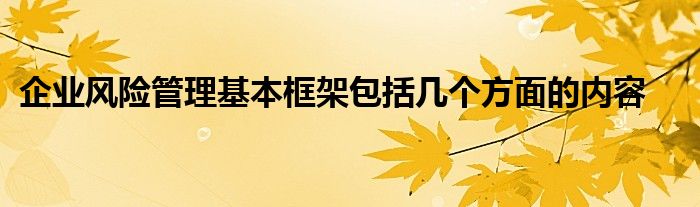 企业风险管理基本框架包括几个方面的内容