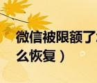 微信被限额了怎么办10万（微信被限额了怎么恢复）