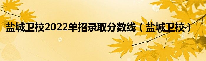 盐城卫校2022单招录取分数线（盐城卫校）