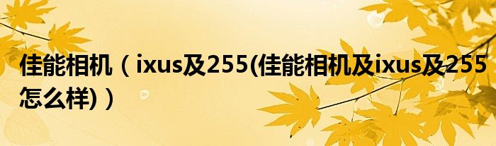 佳能相机（ixus及255(佳能相机及ixus及255怎么样)）