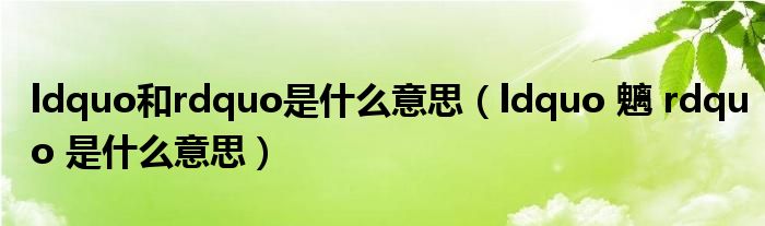 ldquo和rdquo是什么意思（ldquo 魑 rdquo 是什么意思）