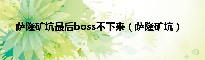 萨隆矿坑最后boss不下来（萨隆矿坑）