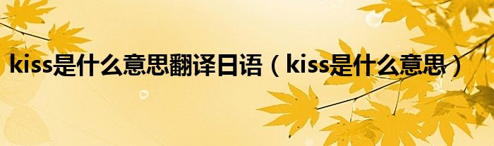 kiss是什么意思翻译日语（kiss是什么意思）