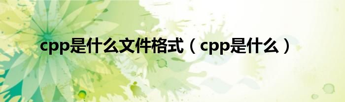 cpp是什么文件格式（cpp是什么）