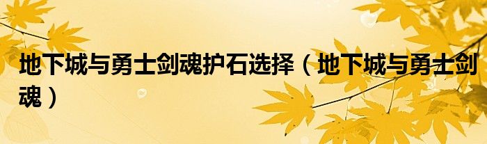 地下城与勇士剑魂护石选择（地下城与勇士剑魂）