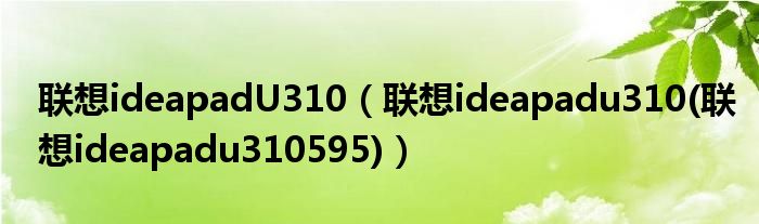 联想ideapadU310（联想ideapadu310(联想ideapadu310595)）