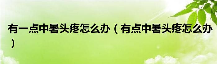 有一点中暑头疼怎么办（有点中暑头疼怎么办）