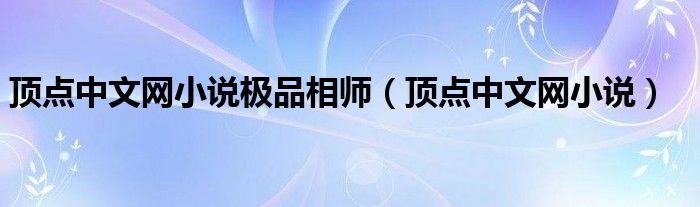 顶点中文网小说极品相师（顶点中文网小说）