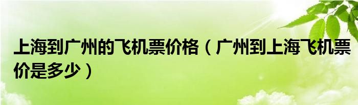 上海到广州的飞机票价格（广州到上海飞机票价是多少）