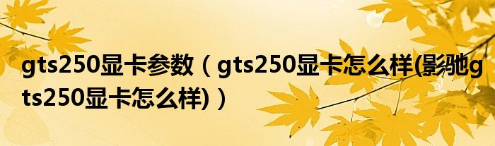 gts250显卡参数（gts250显卡怎么样(影驰gts250显卡怎么样)）