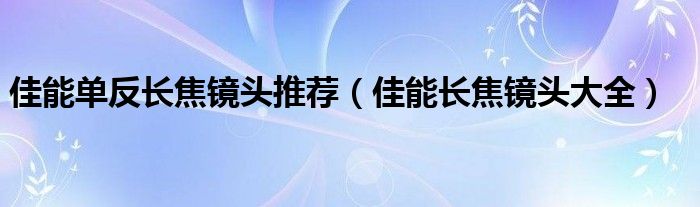 佳能单反长焦镜头推荐（佳能长焦镜头大全）