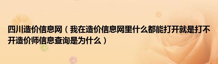 四川造价信息网（我在造价信息网里什么都能打开就是打不开造价师信息查询是为什么）