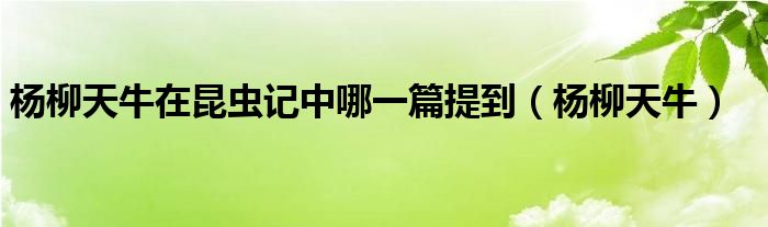 杨柳天牛在昆虫记中哪一篇提到（杨柳天牛）