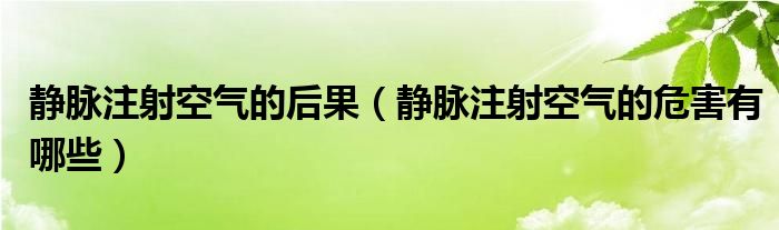 静脉注射空气的后果（静脉注射空气的危害有哪些）