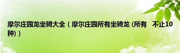 摩尔庄园龙坐骑大全（摩尔庄园所有坐骑龙 (所有   不止10种)）