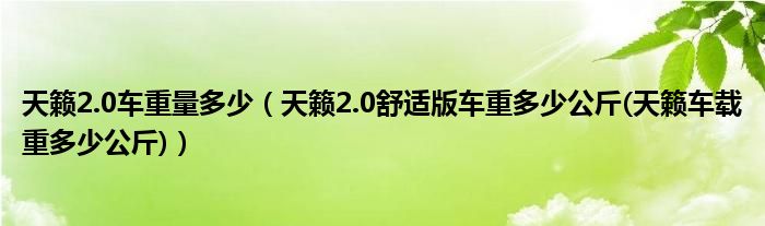 天籁2.0车重量多少（天籁2.0舒适版车重多少公斤(天籁车载重多少公斤)）