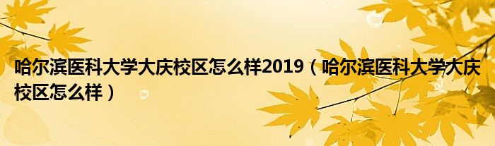 哈尔滨医科大学大庆校区怎么样2019（哈尔滨医科大学大庆校区怎么样）