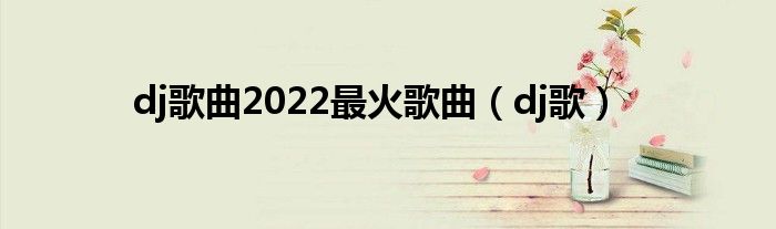 dj歌曲2022最火歌曲（dj歌）