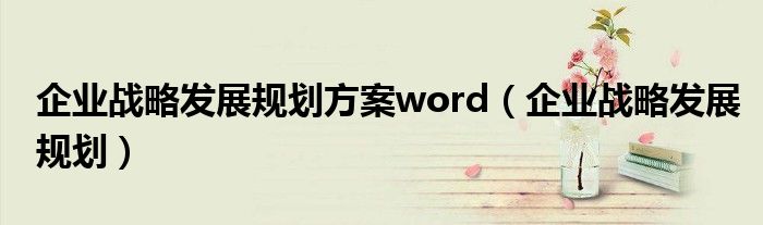 企业战略发展规划方案word（企业战略发展规划）