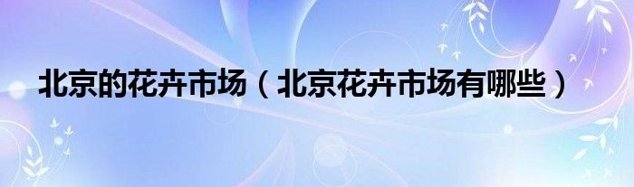 北京的花卉市场（北京花卉市场有哪些）