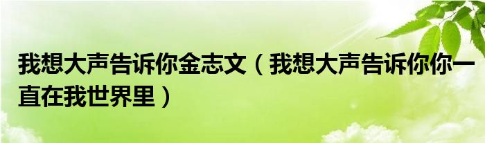 我想大声告诉你金志文（我想大声告诉你你一直在我世界里）