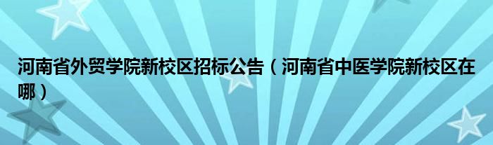 河南省外贸学院新校区招标公告（河南省中医学院新校区在哪）