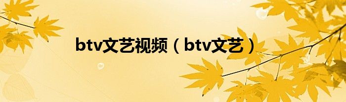 btv文艺视频（btv文艺）