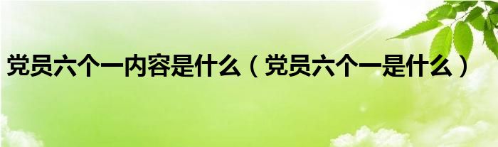 党员六个一内容是什么（党员六个一是什么）