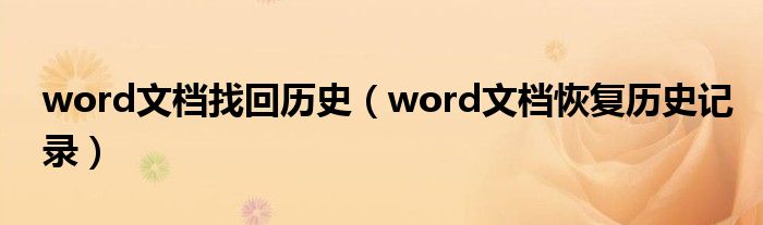 word文档找回历史（word文档恢复历史记录）