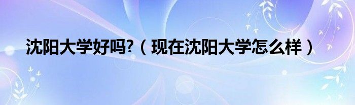 沈阳大学好吗?（现在沈阳大学怎么样）