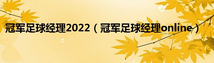 冠军足球经理2022（冠军足球经理online）