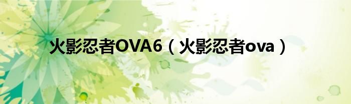 火影忍者OVA6（火影忍者ova）