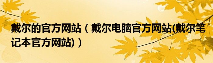 戴尔的官方网站（戴尔电脑官方网站(戴尔笔记本官方网站)）