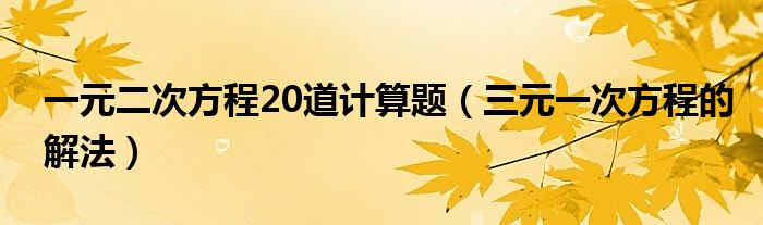 一元二次方程20道计算题（三元一次方程的解法）