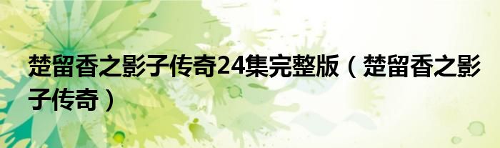 楚留香之影子传奇24集完整版（楚留香之影子传奇）