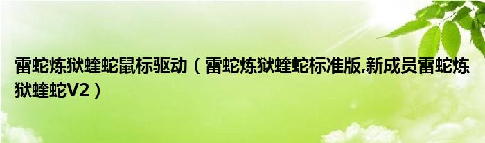 雷蛇炼狱蝰蛇鼠标驱动（雷蛇炼狱蝰蛇标准版,新成员雷蛇炼狱蝰蛇V2）