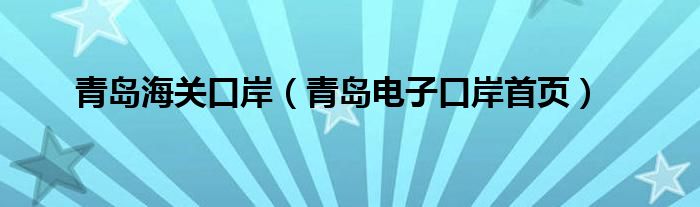 青岛海关口岸（青岛电子口岸首页）