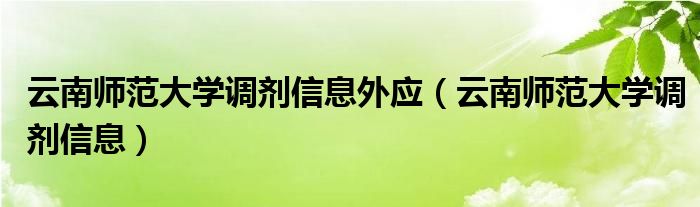 云南师范大学调剂信息外应（云南师范大学调剂信息）