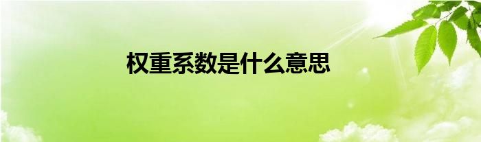 权重系数是什么意思