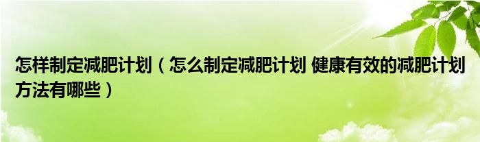 怎样制定减肥计划（怎么制定减肥计划 健康有效的减肥计划方法有哪些）