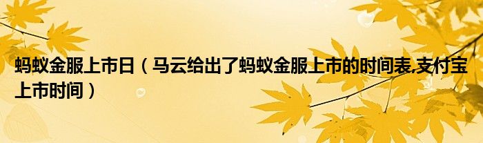 蚂蚁金服上市日（马云给出了蚂蚁金服上市的时间表,支付宝上市时间）