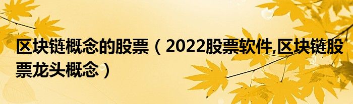 区块链概念的股票（2022股票软件,区块链股票龙头概念）